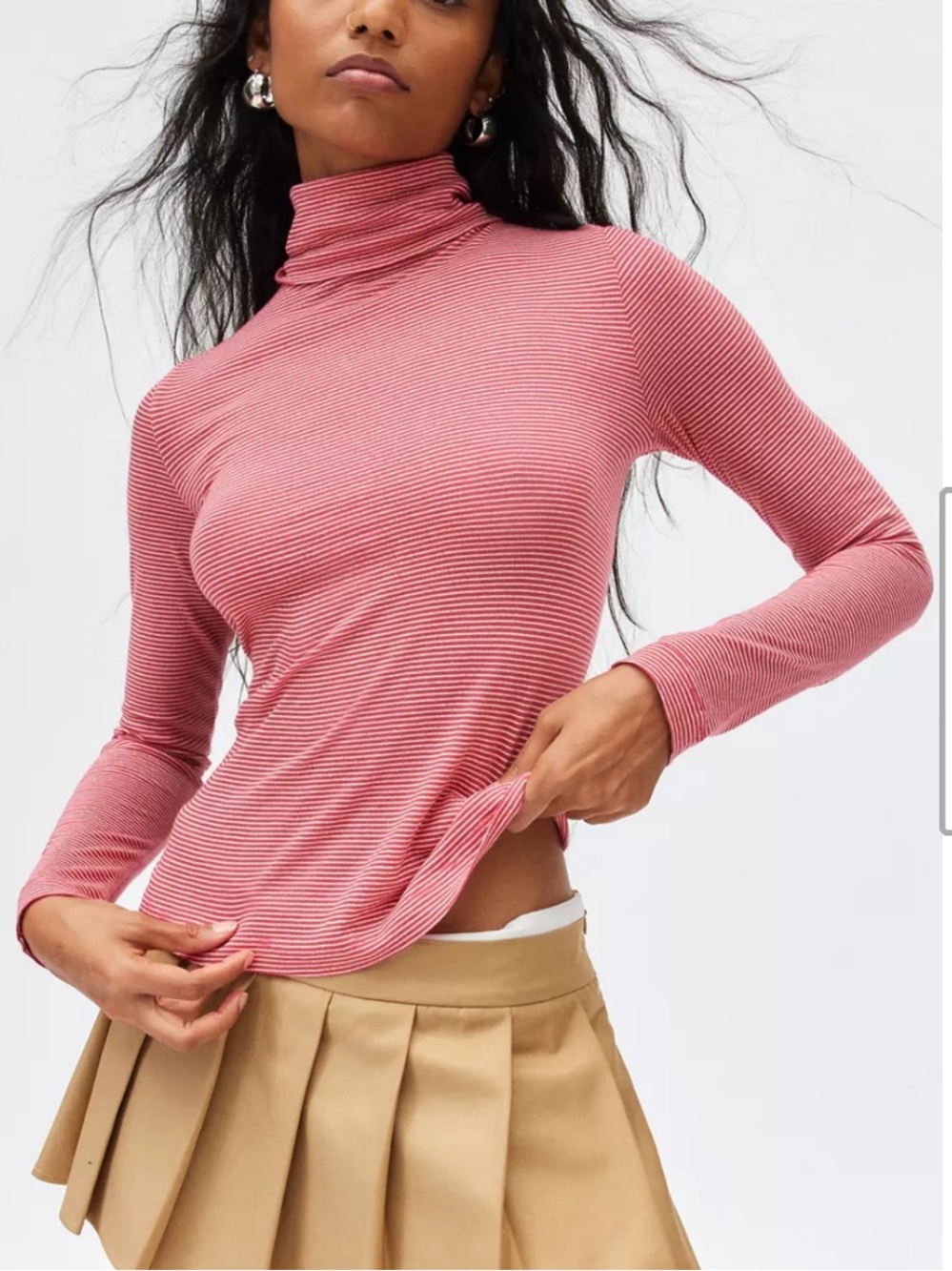 BDG Timmy Long Sleeve Turtleneck Jersey Knit Tee